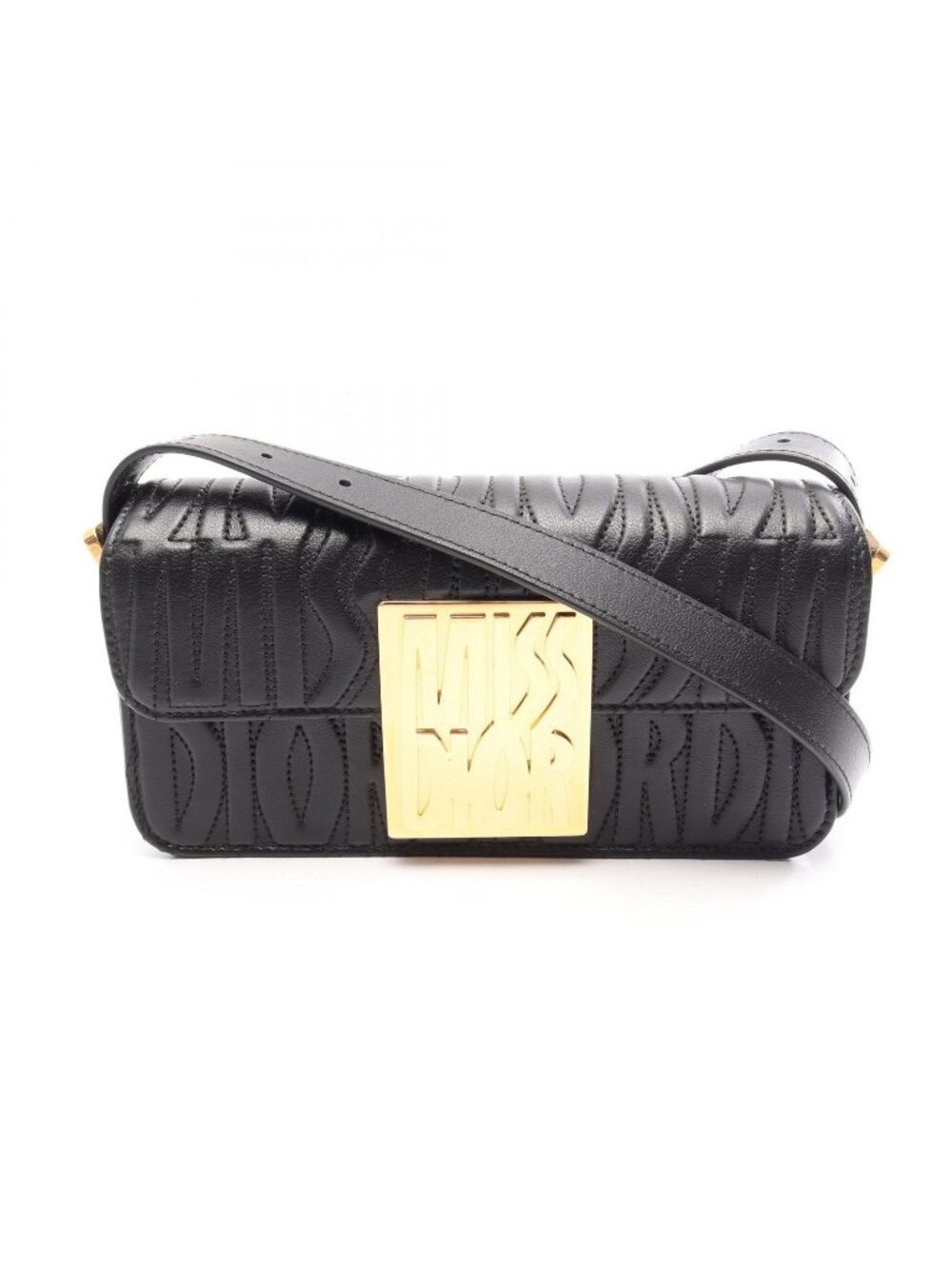 Dior Shoulder Bag Miss Dior All Over Black Leather Quilted Flap
